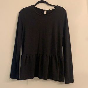 Button back peplum sweater